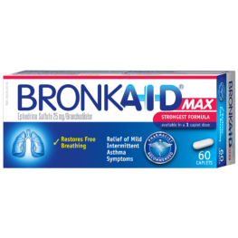 Bronkaid Max 25mg Ephedrine Sulfate Tablets 60 Count | Broncho Bronkaid Max 25mg Ephedrine Sulfate Tablets 60 Count | Broncho